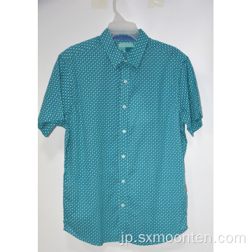 カジュアルな夏のプリントボタンダウン半袖シャツ
